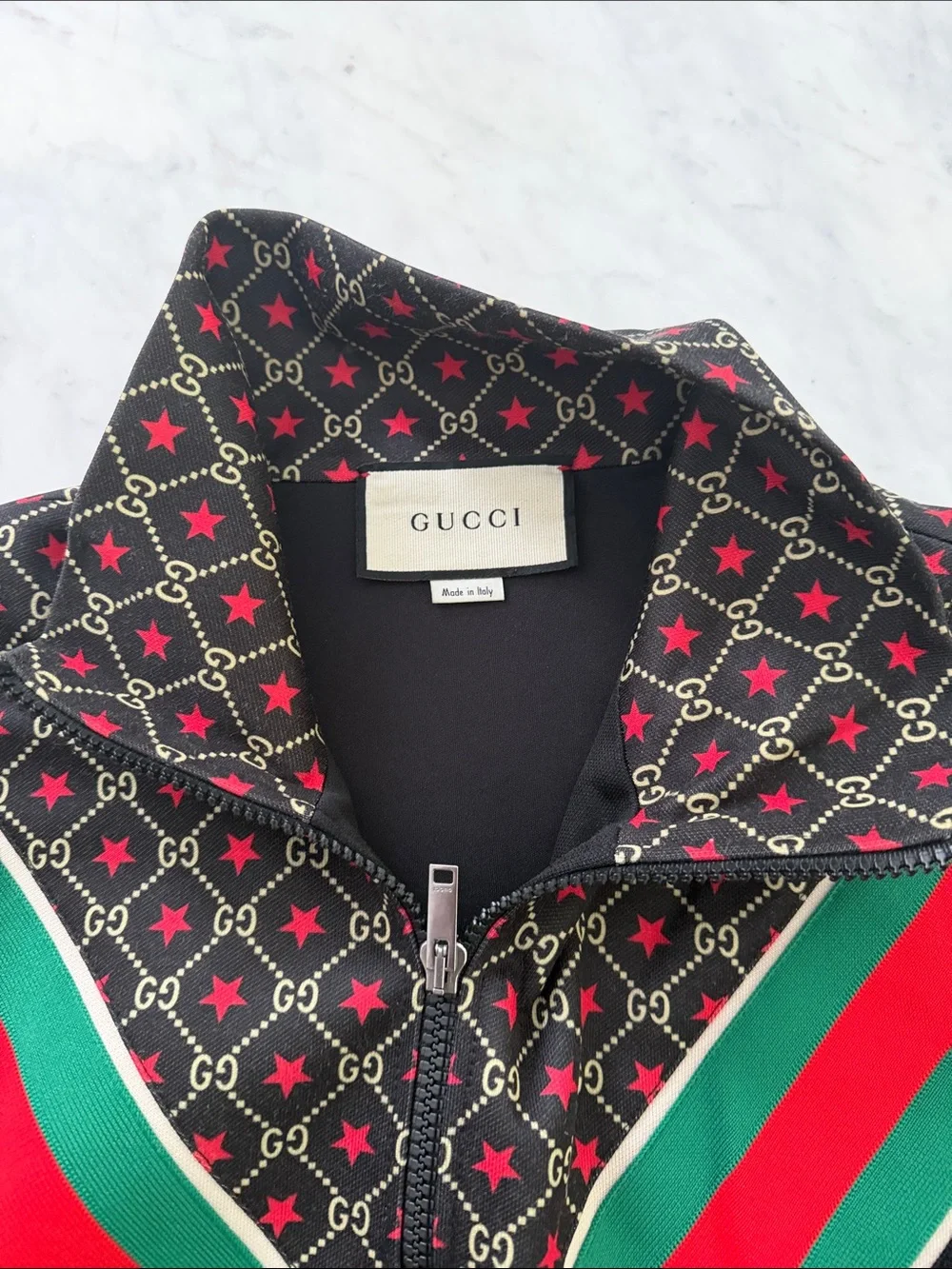 Gucci GG Star Monogram Web Stripe Track Jacket XL Made in Italy